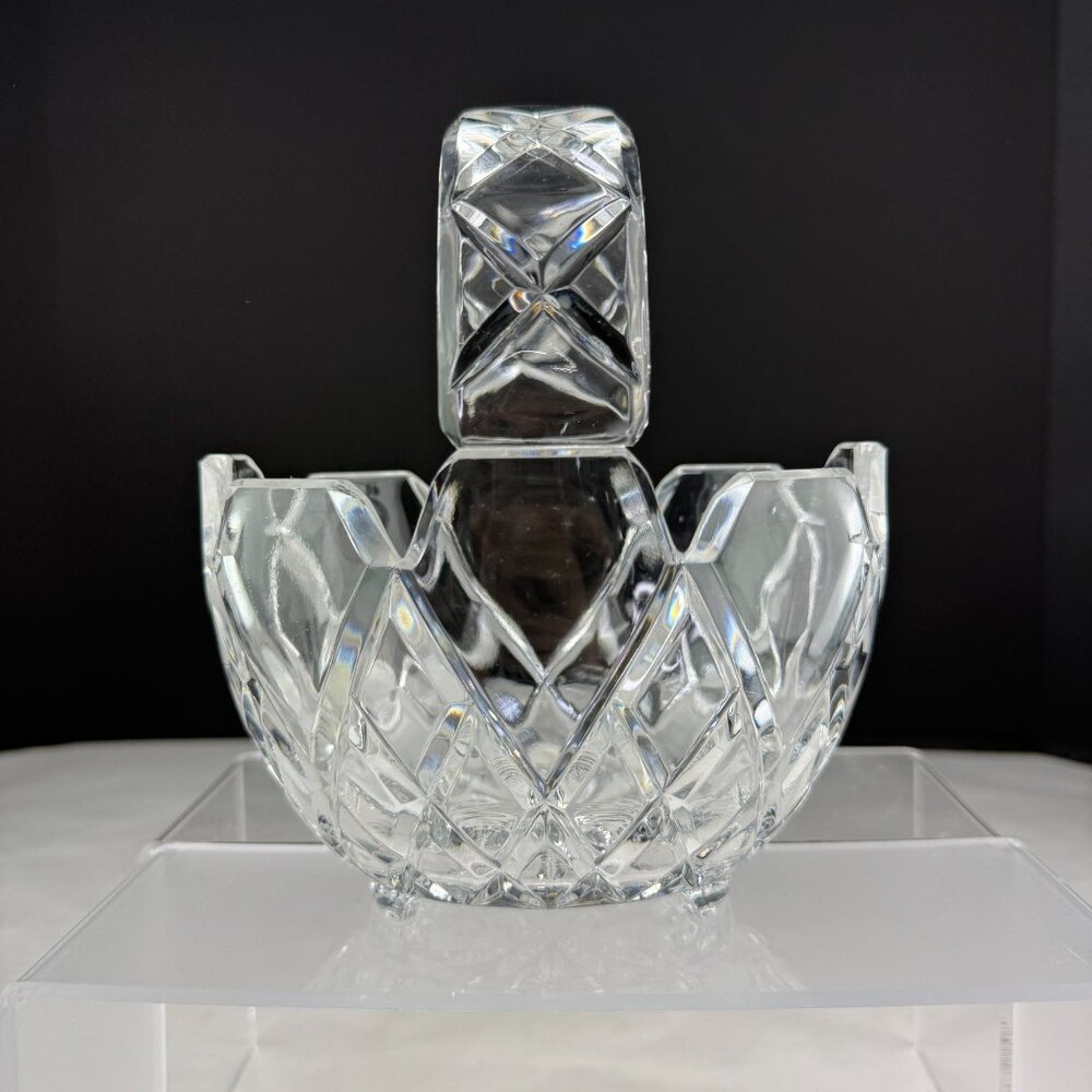 Vintage Lead Crystal Basket Candy Dish